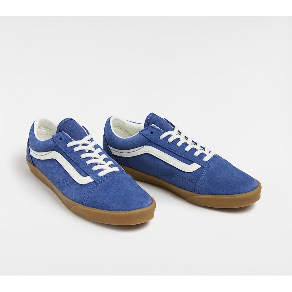 Vans LowPro Old Skool Gum Sole Blue Suede Men’s 6.5 Women's 8.0 Lace Up Sneaker